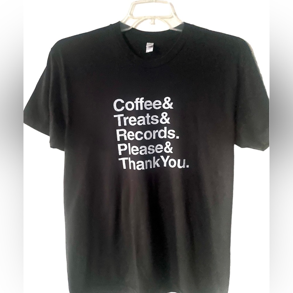 Gently Used Unisex Coffee & Treats & Records Tee